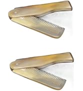 2Pcs Brown Yak Horn Comb Foldable Yak Horn Comb Pockets Clip Moustache Beard Styling Tool Portabl...