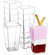 SHOPDAY 3 oz Mini Dessert Cups with Lids and Spoons 100 Pack, Small Plastic Dessert Cups for Part...