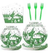 100 PCS Camp Bachelorette Party Supplies Tableware Set Mountain Camp Bachelorette Party Decoratio...