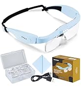 YOCTOSUN Magnifying Glasses with Light, Magnifier Headset with 5 Detachable Lenses 0.75X-4.0X and...