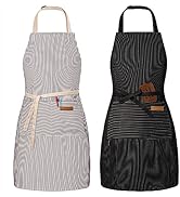 BeLuyi 2 Pack Adjustable Bib Apron with 2 Pockets Chef Cooking Kitchen Restaurant Aprons for Wome...