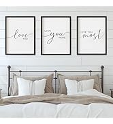Set of 3 Love You More Sign I Love You Most Sign Wall Decor for bedroom room and living room (11x...