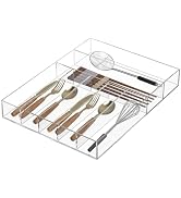 Hongtuocb Acrylic Drawer Organizer, 7 Slots Clear Silverware Holder for Kitchen Utensils, Cutlery...