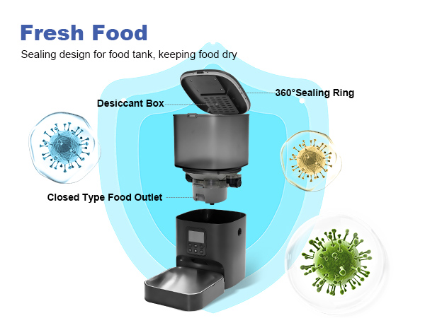 automatic cat feeder with two layer sealing design to keep food fresh
