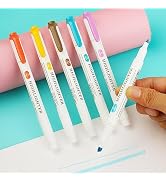 maikedepot Mild Highlighter, 5 Assorted Colors Marker Pens Double Ended Highlighter Chisel and Fi...