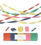 AOBKIAT Colorful Streamers Party Decorations,5 Rolls Vintage Rainbow Crepe Paper Streamers for Bi...