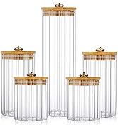 FANTESTICRYAN Glass Storage Jars Set of 5, Decorative Coffee Bar Container with Airtight Bamboo L...