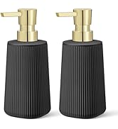 zuxzmj Black and Gold 2 Pack Hand Soap Dispensers with No Rust Pump for Bathroom and Kitchen Coun...