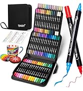 60 Colors Acrylic Paint Pens, Dual Tip Acrylic Paint Markers with Brush Tip and Fine Tip, Acrylic...