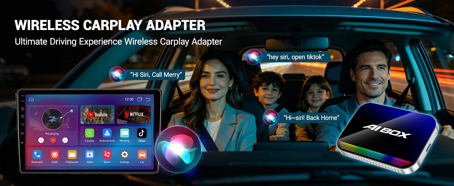 wireless carplay adapter apple iphone tiktok netflix youtube ai magic box