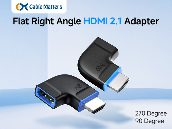 Combo-Pack 8K Flat Right Angle HDMI 2.1 Adapter with HDR, Supports 8K@60Hz / 4K@240Hz