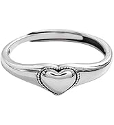 Vintage Heart S925 Sterling Silver Ring for Women Dainty Engagement Promise Love Expandable Open ...