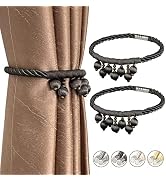 Fenghuangwu Magnetic Curtain Tiebacks Hand Woven Cord Bead Tassel Curtain Ties Outdoor Decorative...