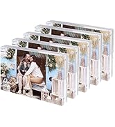 Golden State Art, 4x6 Acrylic Frame, Set of 5, 20mm Magnetic Acrylic Block Picture Frame, Double ...