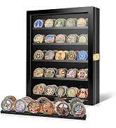 WELIDAY Military Challenge Coin Display Case with Acrylic Door-5 Rows Large Shadow Box Medal Disp...
