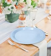 FALIZIFU 50 Pcs Light Blue Paper Plates 7 Inch Blue Dessert Plates Disposable Dinner Plates for B...