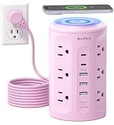 Power Strip Tower with USB Ports, 6.5 FT Extension Cord with Multiple Outlets (12AC+3A+2C) for Ho...