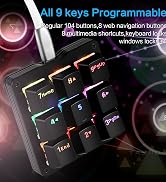 Koolertron One Handed Macro Mechanical Keyboard, RGB LED Backlit Portable Mini One-Handed Mechani...