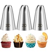 FANTEXY 3 Pieces Large 2D Piping Tips Set - Stainless Steel Cake Decorating Nozzles, Drop Flower ...