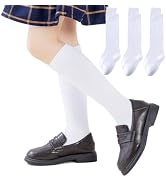 Girls Knee High Socks Kids School Uniform Seamless Cotton Socks Stockings | Combed Cotton, Mesh D...