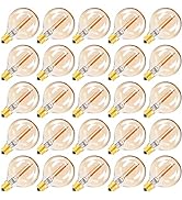 Pack of 25 G40 Amber Glass Replacement Bulbs 1W Equivalent 10W E12 Screw Base Soft Warm Yellow 22...