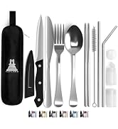 Taplord Portable Travel Silverware Set With Case, Includes 10 Pcs of Travel Utensils With Case, S...
