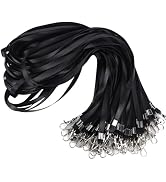 Happy Trees Black Lanyards Bulk for ID Badges, Breakaway Lanyard with Swivel Hooks, Neck Straps f...