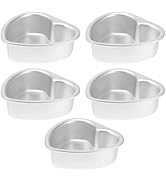 Kichvoe Aluminum Heart Shaped Cake Pans - 4inch Heart Cake Tin - 5 Pcs Diy Baking Mold Small Cake...