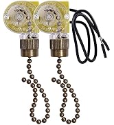Ceiling Fan Light Switch Zing Ear ZE-109 Two-Wire Light Switch with Pull Cords for Ceiling Light ...