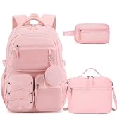 Similove Backpack for Teen Girls, 3PCS School Backpack for Girls with Lunch Box & Pencil Case, Ki...