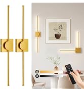HLCZLUZ 10000mAh Battery Operated Wall Sconce, Square Base, Gold | 360° Adjustable Light Bars, 3 ...