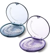 Retainer Case, 2 Pack Orthodontic Mouth Guard Case with Magnetic Closure Hinged Lid, Portable Sli...
