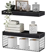 QEEIG Black Bathroom Shelves Over Toilet Wall Mounted Floating Shelves Farmhouse Shelf Toilet Pap...