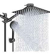 Shower Head Combo,10 Inch High Pressure Rain Shower Head with 11 Inch Adjustable Extension Arm an...