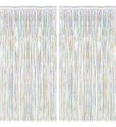 2 Pack Backdrop Curtains, 3.28 FT x 7.05 FT Laser Silver Fringe Curtains, Metallic Tinsel Foil Cu...