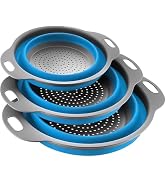 Collapsible Colander Set of 3, Space-Saving Foldable Strainer for Kitchen, 3 Sizes Food Strainer ...