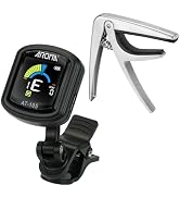 Aroma Guitar Tuner and Capo Bundle, Rechargeable Chromatic Tuner Clip On with Quick Release Capo ...
