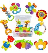 AIVIAI Baby Toys 0-6 Months Infant Toys 0-3 Months Infant Rattles Baby Rattle Teether Toy Set wit...