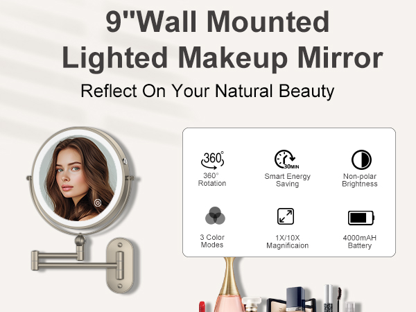 Wall Mounted Lighted Makeup Mirror