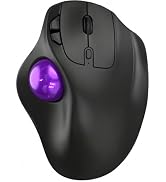 EDJO Wireless Trackball Mouse, Ergonomic Mouse with 30° Tilt, 5 DPI, Purple | Thumb control, 3-de...