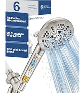 HOPOPRO 6-Mode Filtered High Pressure Handheld Shower Head, Brushed Nickle | High Flow Filtered H...