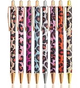 PASISIBICK 8 Pieces Girly Pens Leopard Writing Pens for Women Glitter Cute Ballpoint Pens Black I...