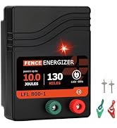 Electric Fence Charger AC Powered 110 Miles, 110 Volt 10 Joule Plug-in Electric Fence Energizer, ...