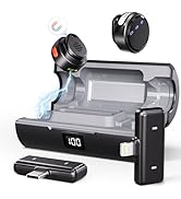 Moman Coin Wireless Lavalier Microphone for iPhone/Android, Mini Clip/Magnetic Microphones for Li...