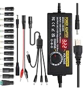 3~12V 12A Universal Power Supply Adjustable 144W 100V-240V AC/DC Power Adapter with 14 Tips&Polar...