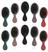 10 Pack Mini Boar Bristle Brush Individually Wrapped, Boar and Nylon Bristles Adds Shine, Promote...