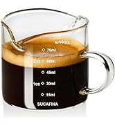 PARACITY Espresso Cup with Handle, 2.5 OZ Double Spout Clear Glass Measuring Cup with Dual Scale,...