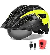 FUNWICT Adult Bike Helmet with Visor and Goggles for Men Women Mountain Road Bicycle Helmet Recha...