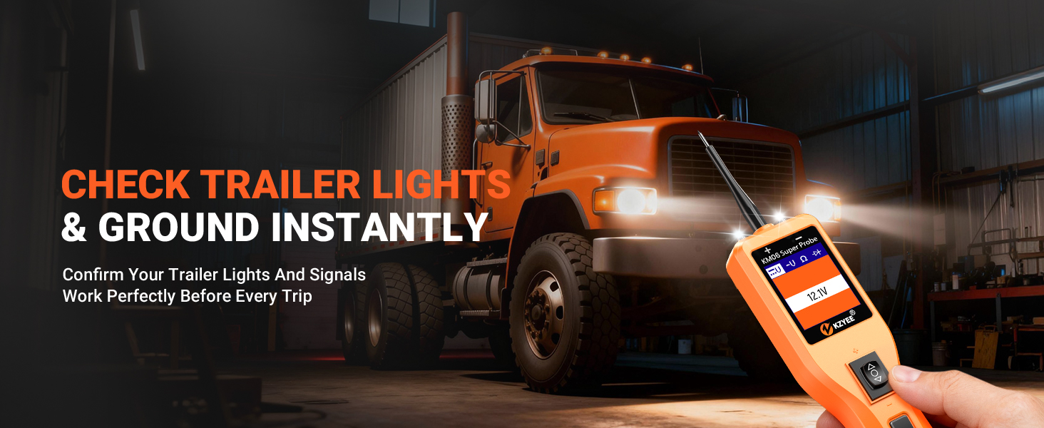 Circuit tester checking trailer lights and ground circuits for fast, reliable signal verification.