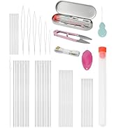 FIVEIZERO 60 Pieces Beading Needle Set, 5 Sizes Species Big Eye Beading Needles (with Threader) N...
